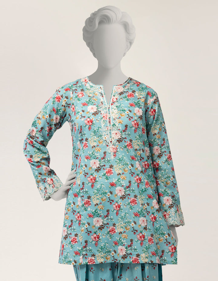 Lawn Green Stitched Suit - J. Junaid Jamshed