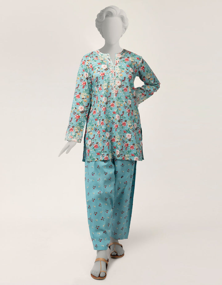 Lawn Green Stitched Suit - J. Junaid Jamshed