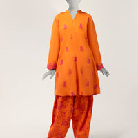 Lawn Orange Stitched Suit - J. Junaid Jamshed