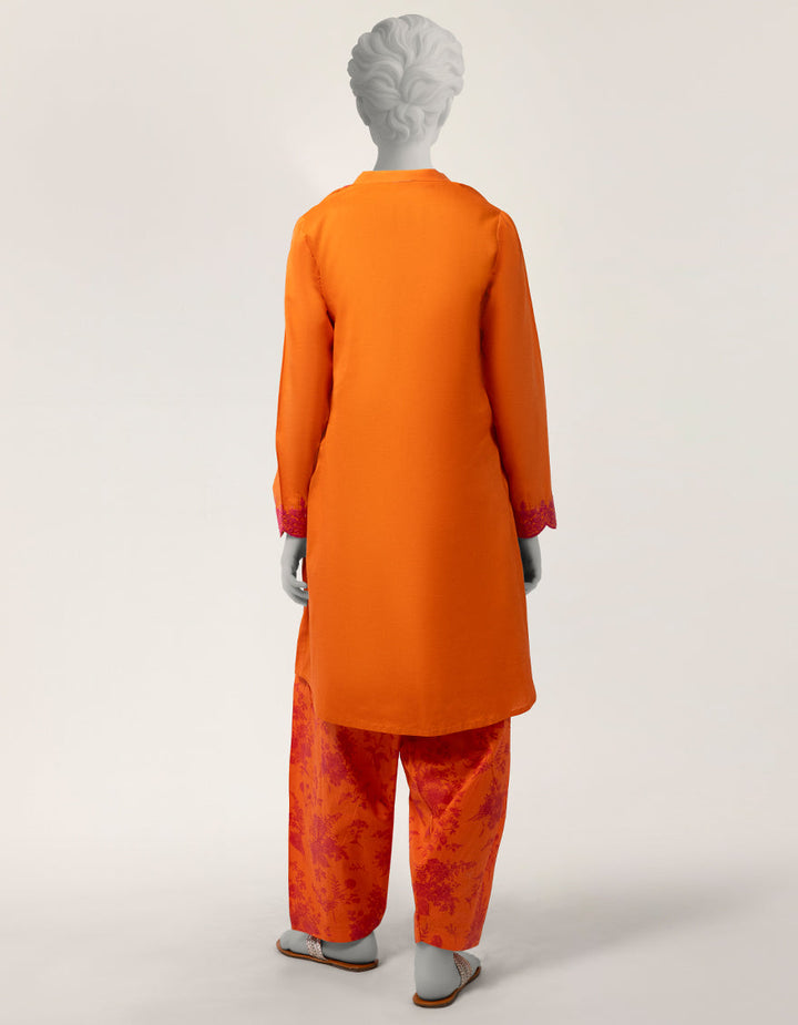 Lawn Orange Stitched Suit - J. Junaid Jamshed