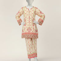 Cream Stitched Suit - J. Junaid Jamshed