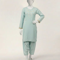 Lawn Blue Stitched Suit - J. Junaid Jamshed