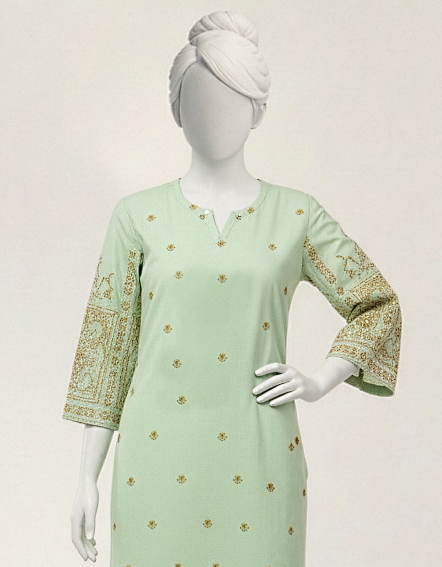 Lawn Green Stitched Suit - J. Junaid Jamshed