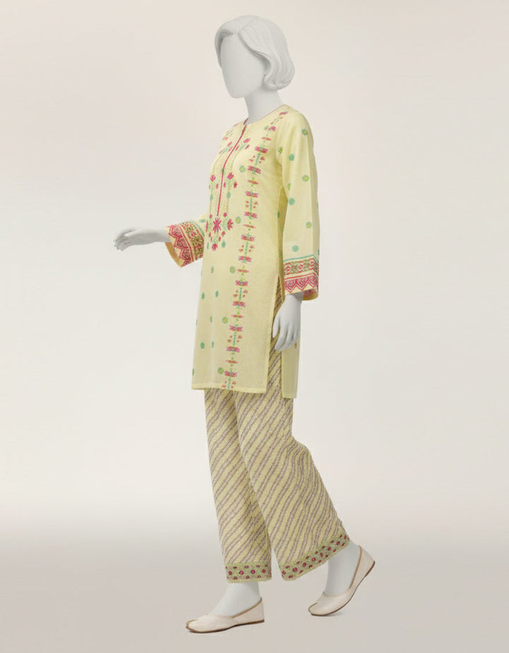 Lawn Yellow Stitched Suit - J. Junaid Jamshed