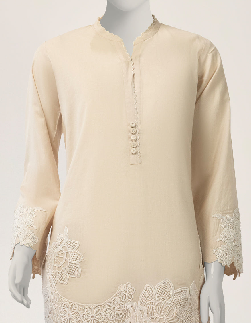 Lawn Beige Stitched Suit - J. Junaid Jamshed