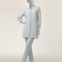 Lawn Blue Stitched Suit - J. Junaid Jamshed