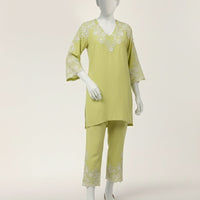 Lawn Green Stitched Suit - J. Junaid Jamshed