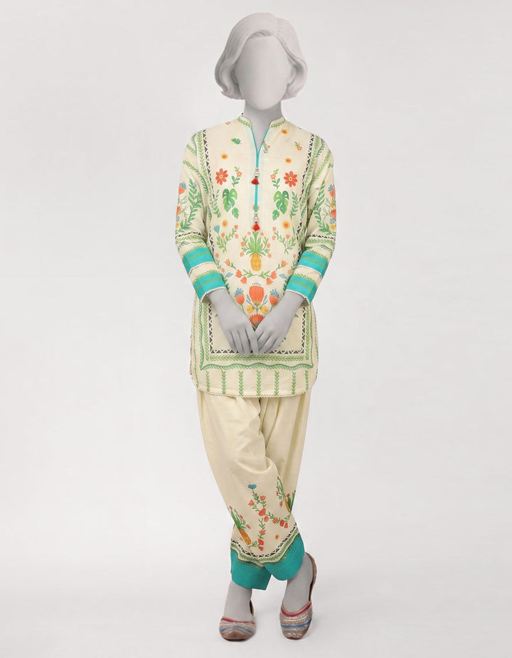 Lawn Off White Stitched Suit - J. Junaid Jamshed