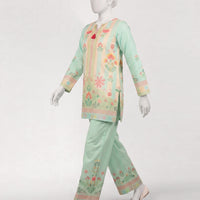 Lawn Sea Green Stitched Suit - J. Junaid Jamshed