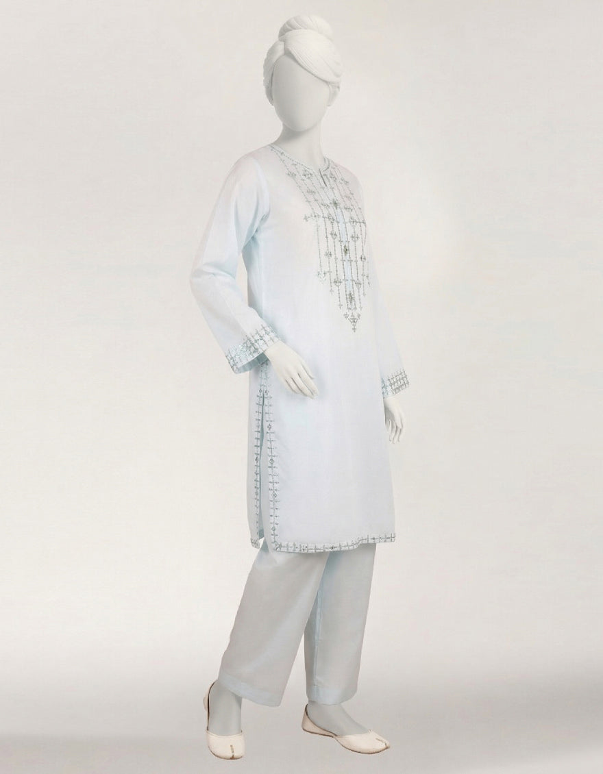 Lawn Blue Stitched Suit - J. Junaid Jamshed
