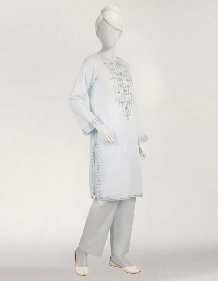 Lawn Blue Stitched Suit - J. Junaid Jamshed