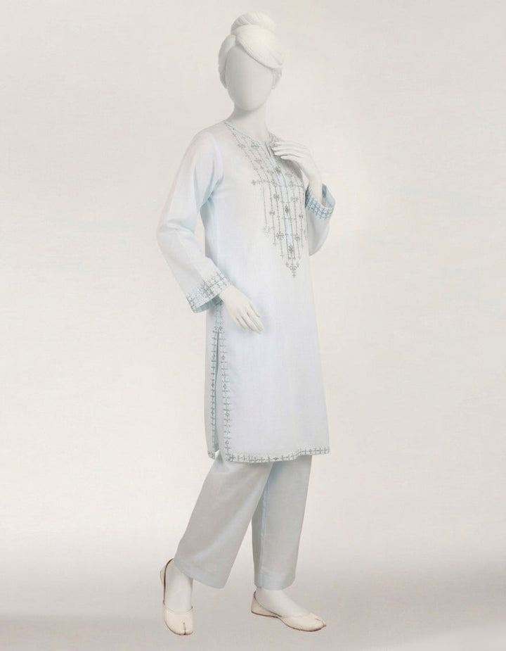 Lawn Blue Stitched Suit - J. Junaid Jamshed