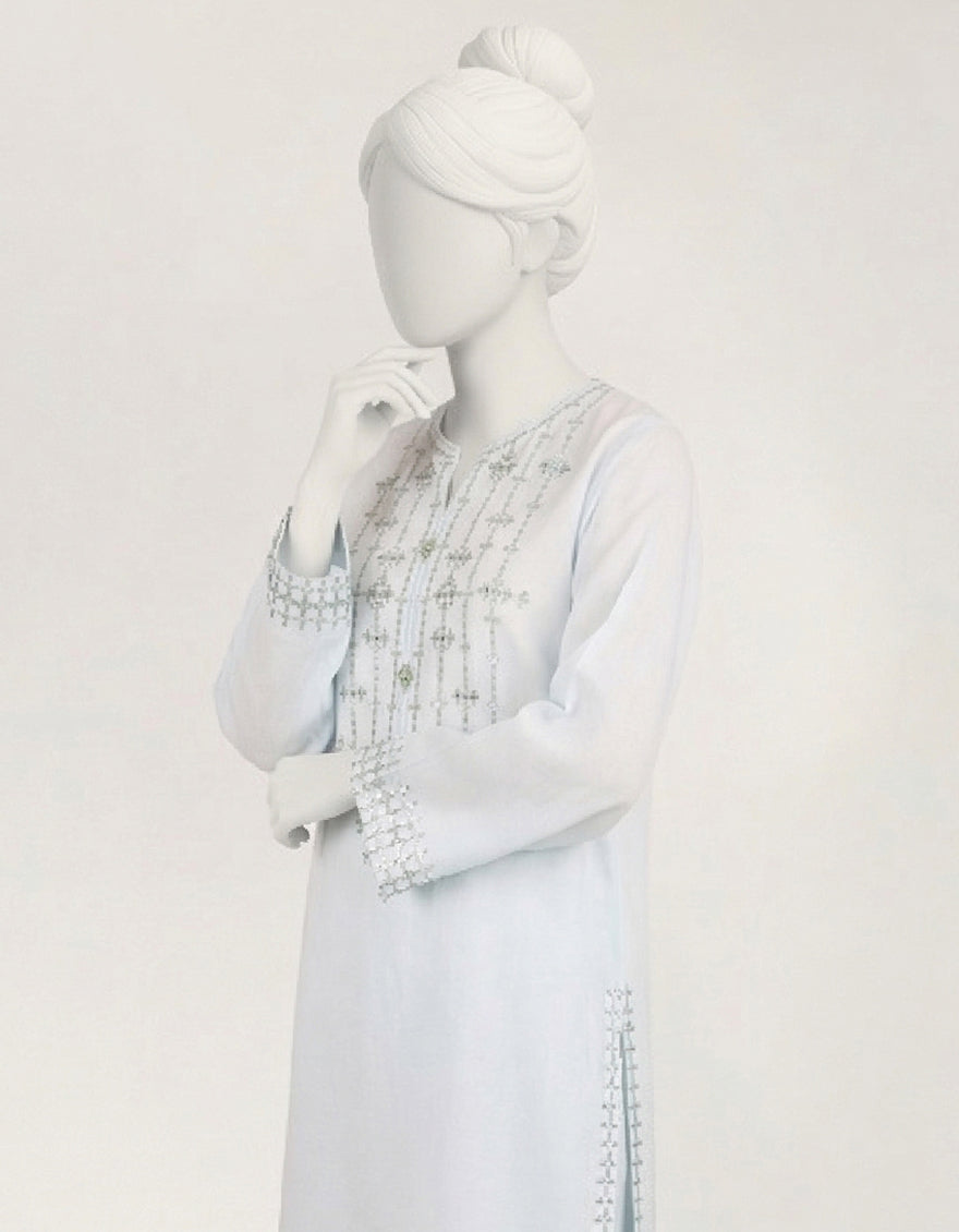 Lawn Blue Stitched Suit - J. Junaid Jamshed