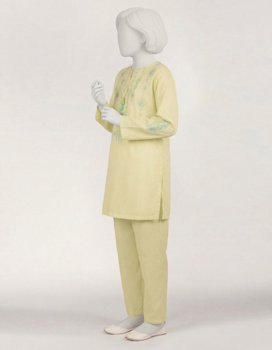 Lawn Green Stitched Suit - J. Junaid Jamshed