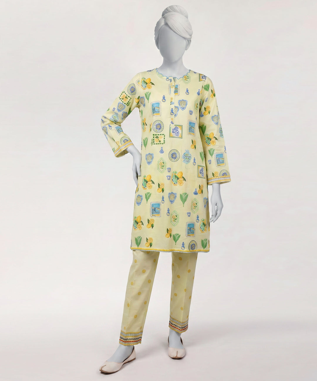 Lawn Lime Green Stitched Suit - J. Junaid Jamshed
