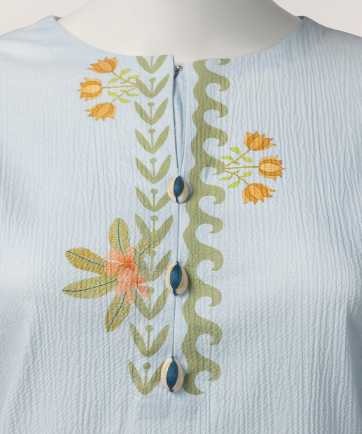 Seersucker Sky Blue Stitched Suit - J. Junaid Jamshed