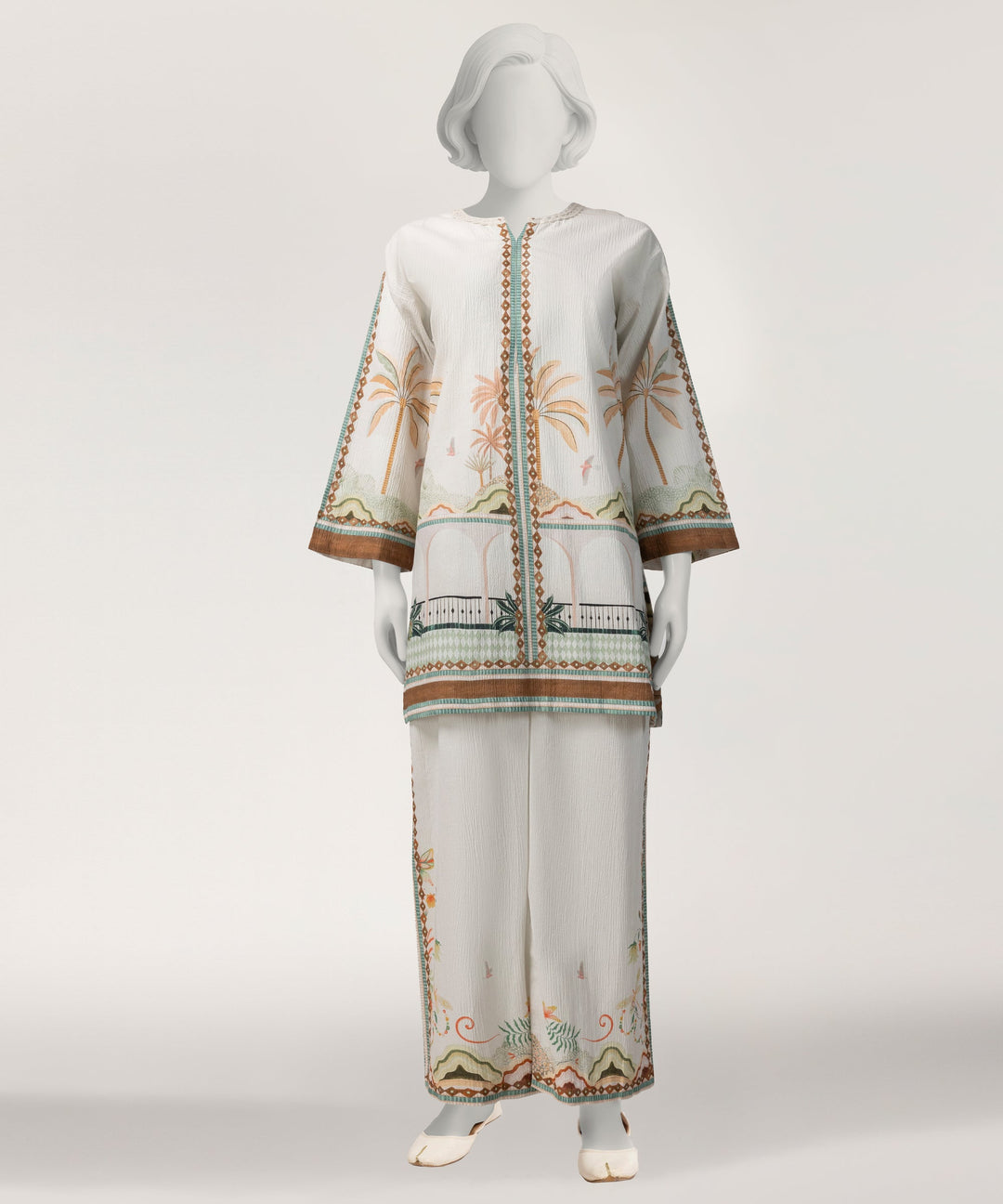Seersucker Off White Stitched Suit - J. Junaid Jamshed