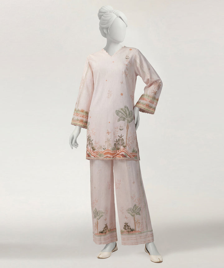 Seersucker Light Pink Stitched Suit - J. Junaid Jamshed