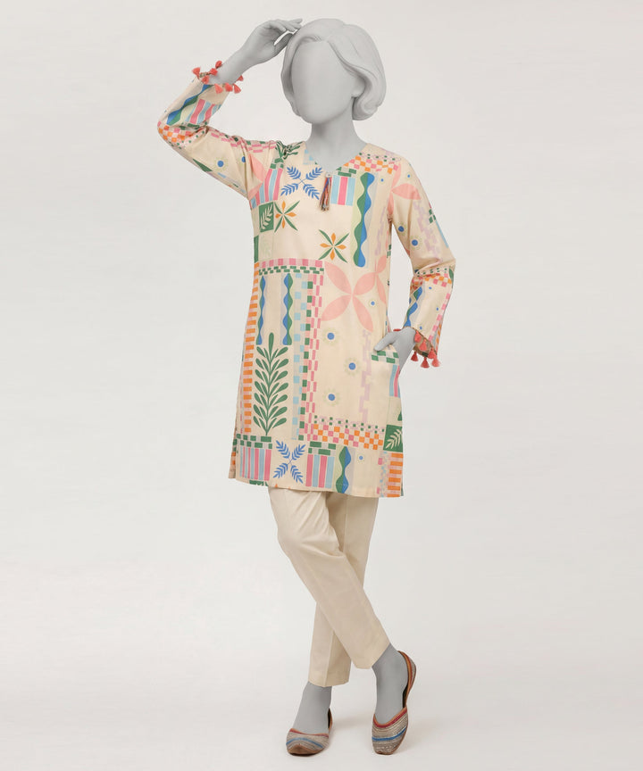 Lawn Off White Stitched Suit - J. Junaid Jamshed