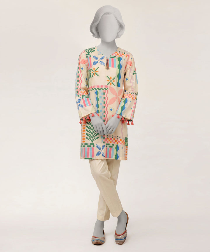 Lawn Off White Stitched Suit - J. Junaid Jamshed