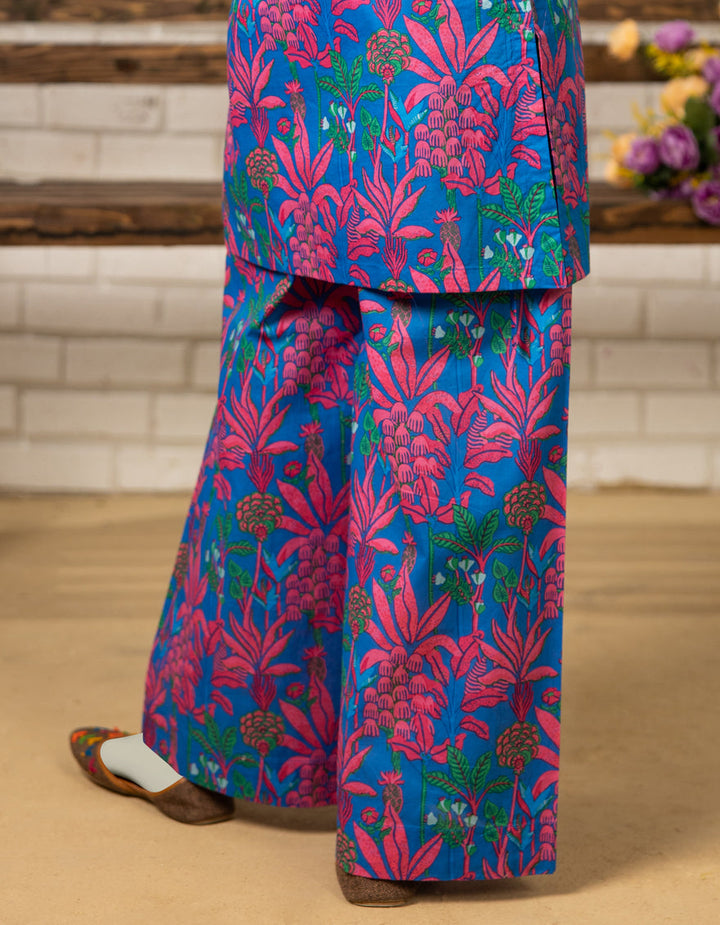 Lawn Blue Trouser - J. Junaid Jamshed