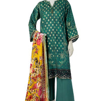 Jacquard Green Stitched Suit - J. Junaid Jamshed