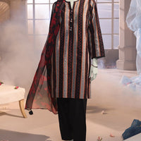 Jacquard Black Unstitched Suit - J. Junaid Jamshed
