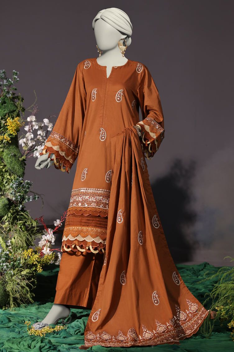 Cambric Brown Stitched Suit - J. Junaid Jamshed