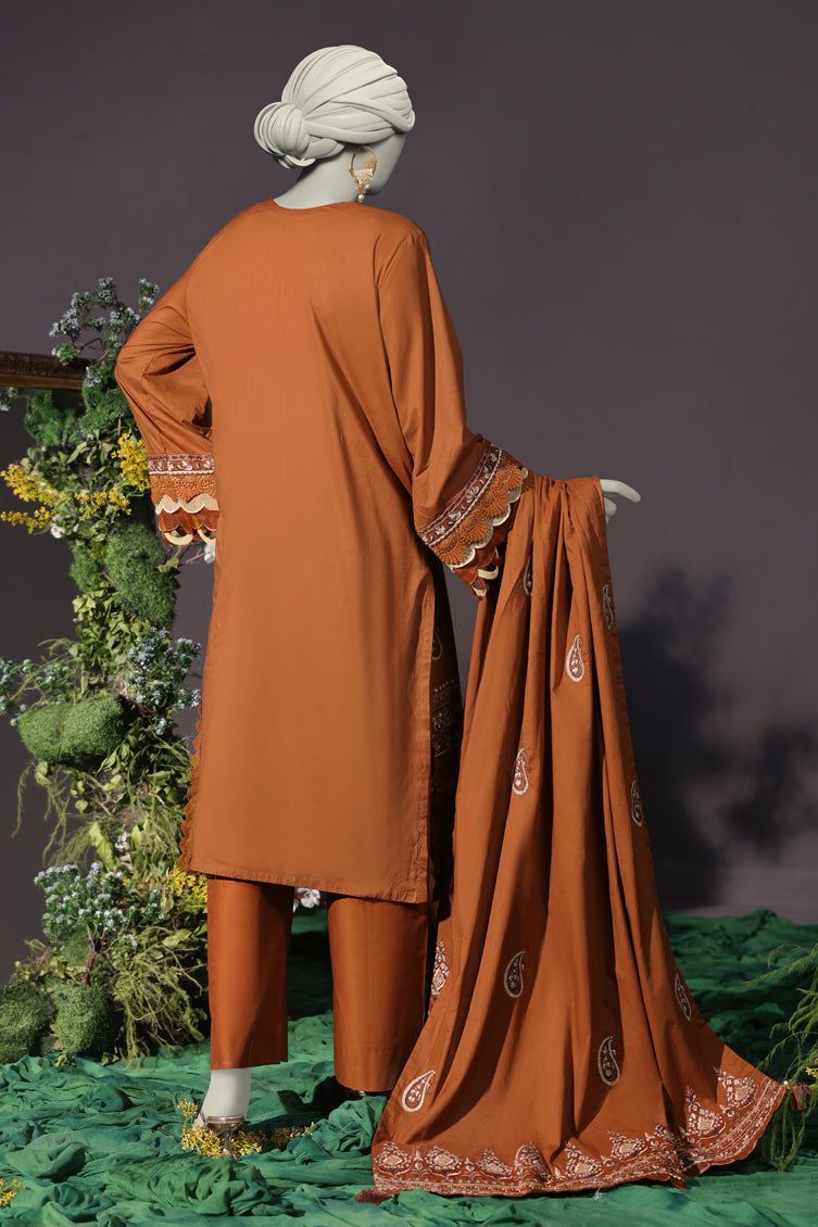 Cambric Brown Stitched Suit - J. Junaid Jamshed