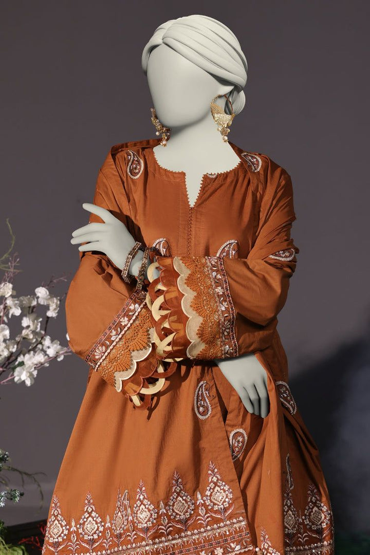 Cambric Brown Stitched Suit - J. Junaid Jamshed