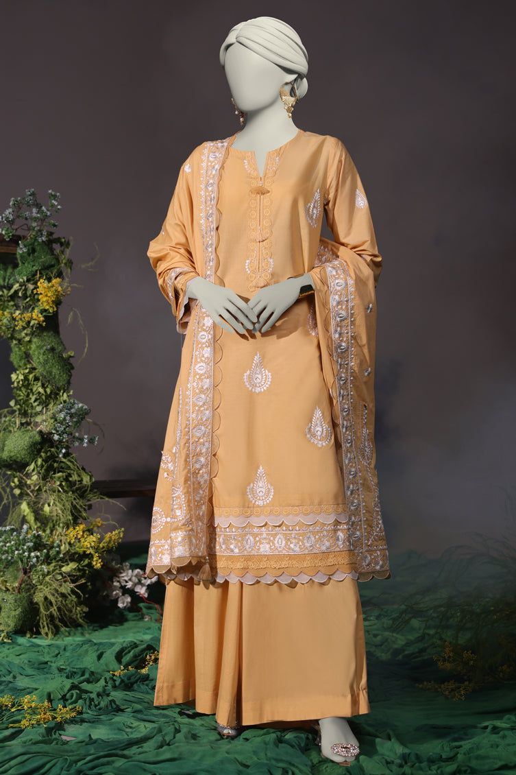 Cambric Brown Unstitched Suit - J. Junaid Jamshed