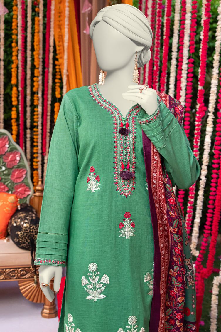 Dyed Green Stitched Suit - J. Junaid Jamshed