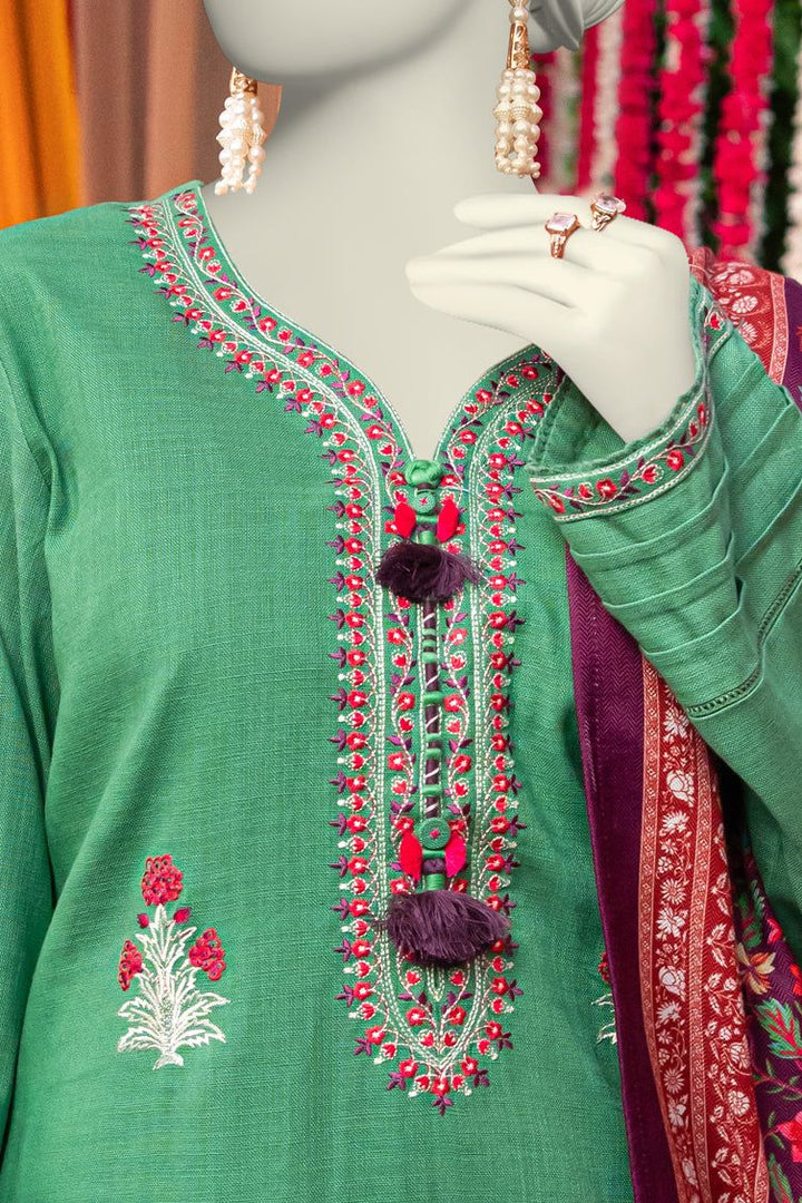 Dyed Green Stitched Suit - J. Junaid Jamshed