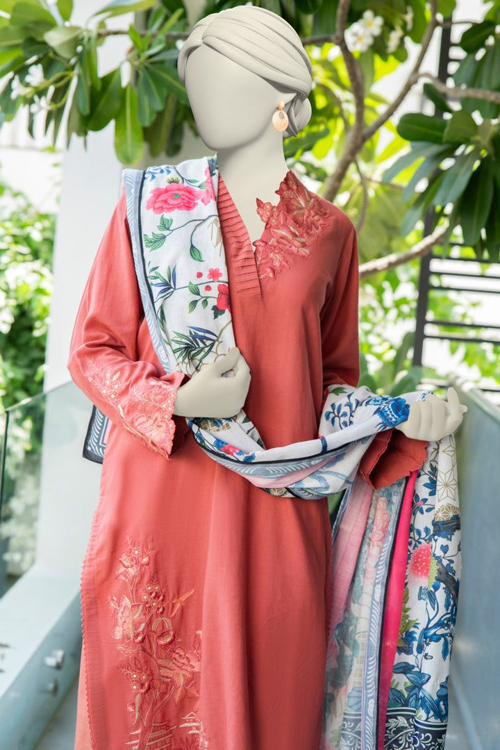 Cambric Rust Stitched Suit - J. Junaid Jamshed