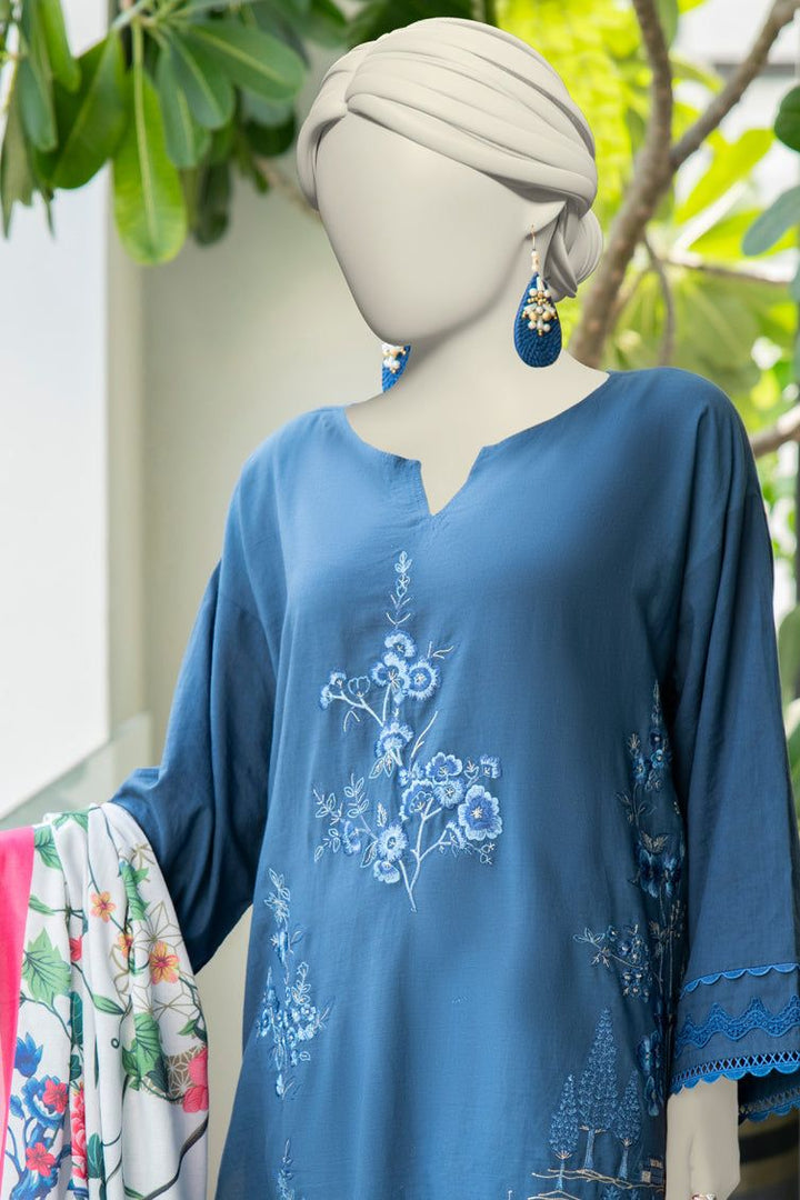 Cambric Blue Stitched Suit - J. Junaid Jamshed