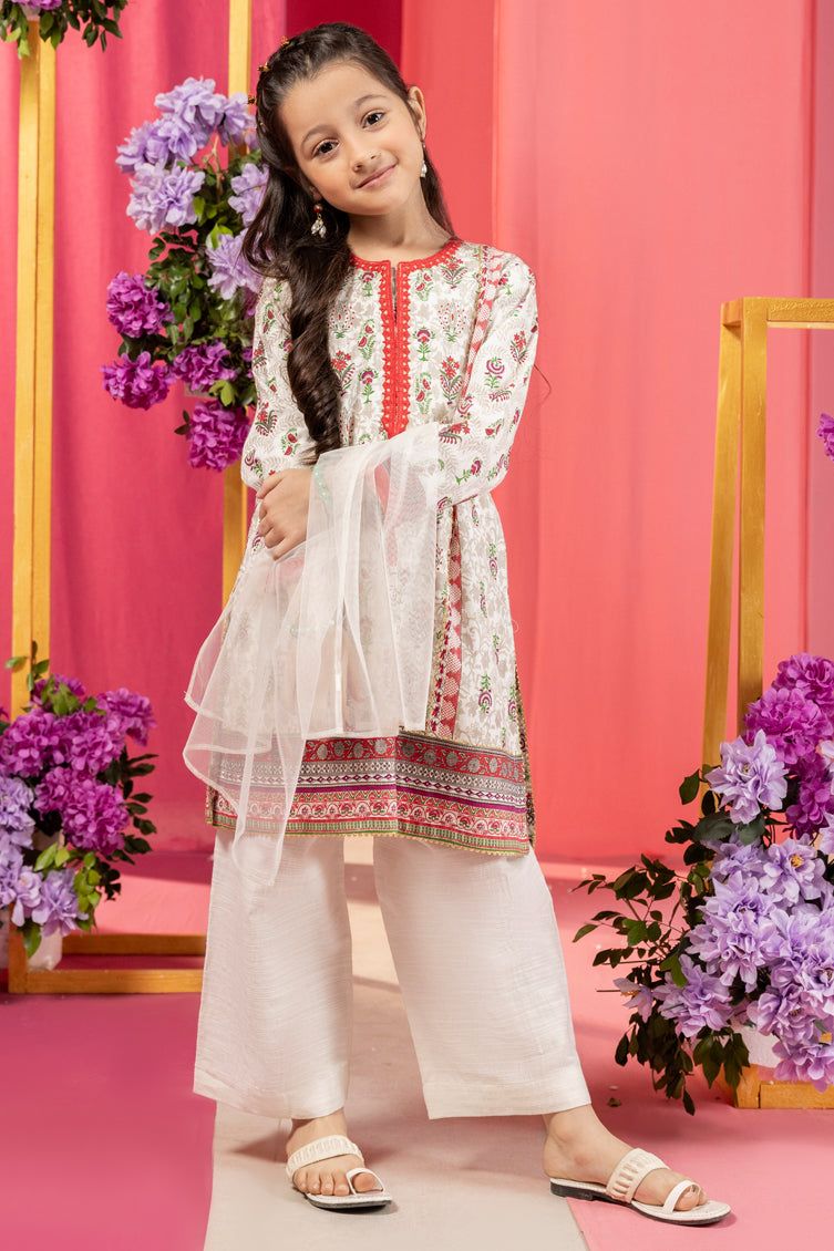 Organza White Stitched Suit - J. Junaid Jamshed