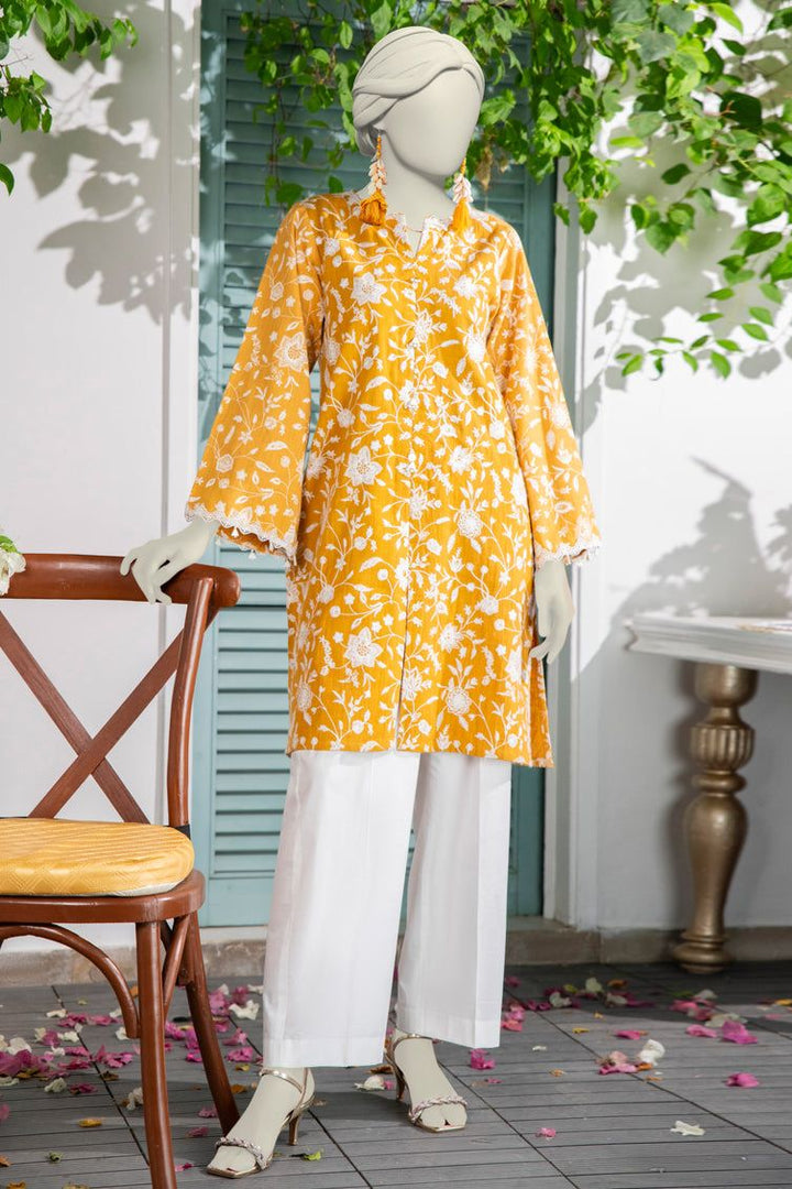 Textured Yellow Kurti- J. Junaid Jamshed