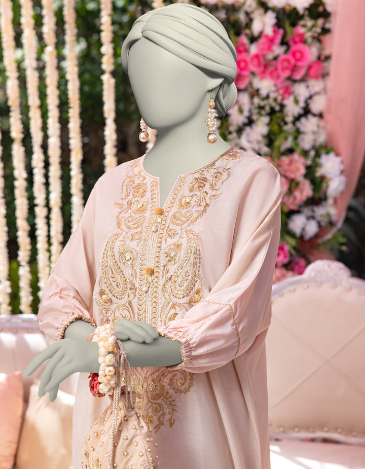 Raw Silk Beige Kurti - J. Junaid Jamshed