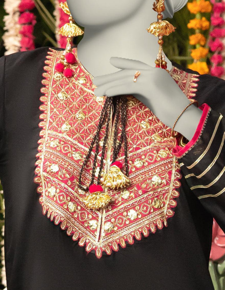 Raw Silk Black Kurti - J. Junaid Jamshed