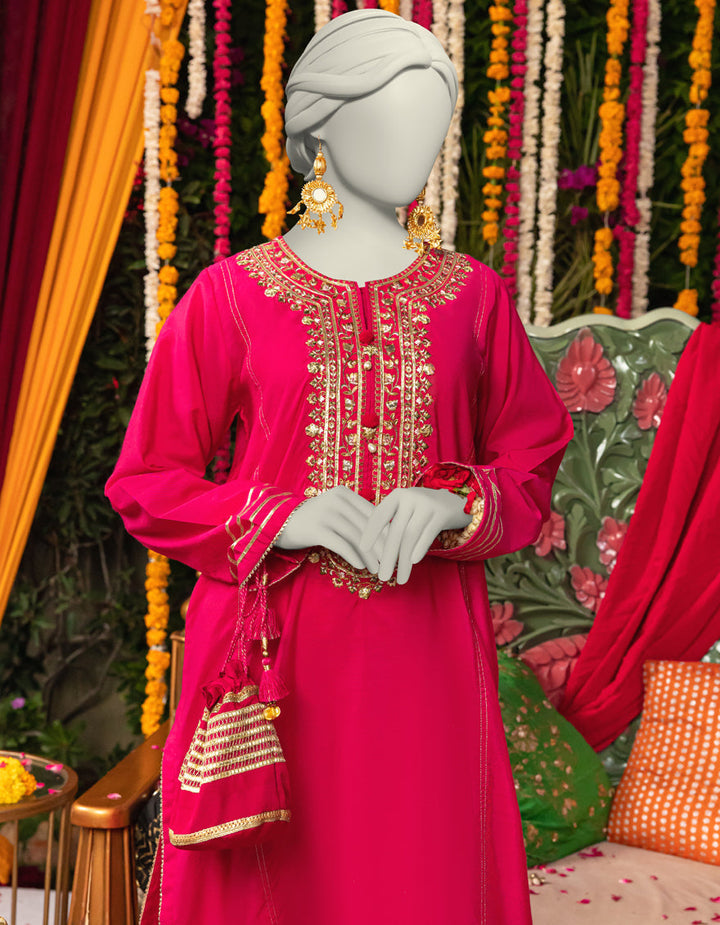 Raw Silk Pink Kurti - J. Junaid Jamshed