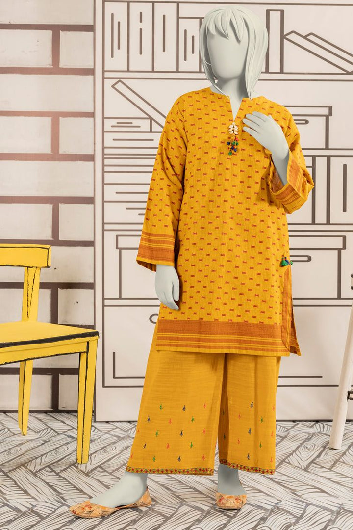 Khaddar Yellow Stitched Suit - J. Junaid Jamshed