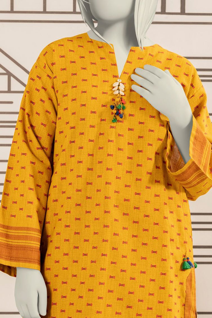 Khaddar Yellow Stitched Suit - J. Junaid Jamshed