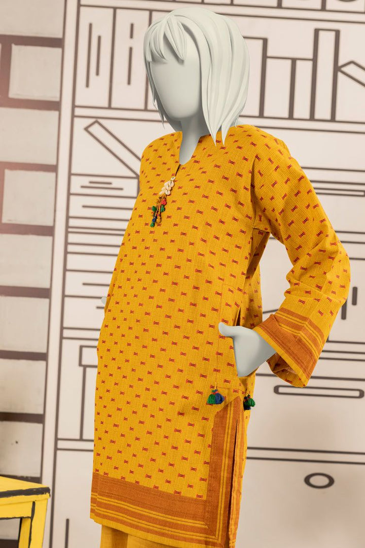 Khaddar Yellow Stitched Suit - J. Junaid Jamshed