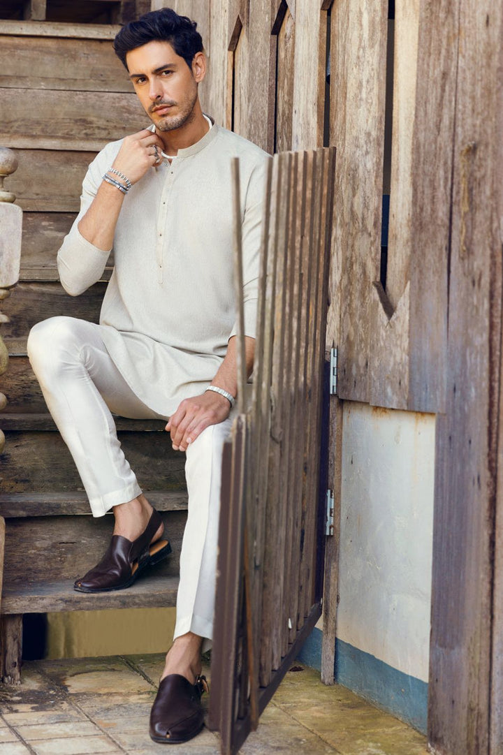 Polyester Viscose Light Grey Kurta - Almirah