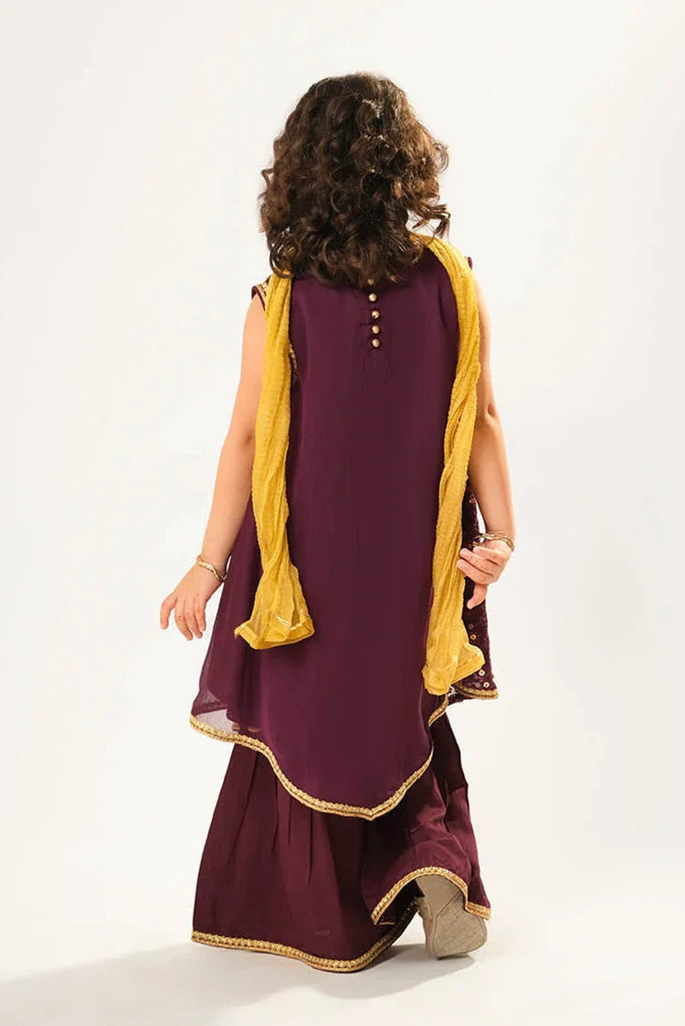 Viscose Crinkle Chiffon Magenta Stitched Suit - Senorita