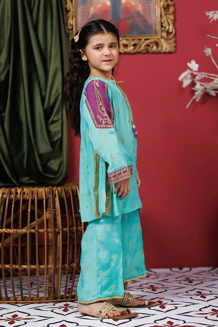 Viscose Raw-Silk Sea Green Stitched Suit - Senorita