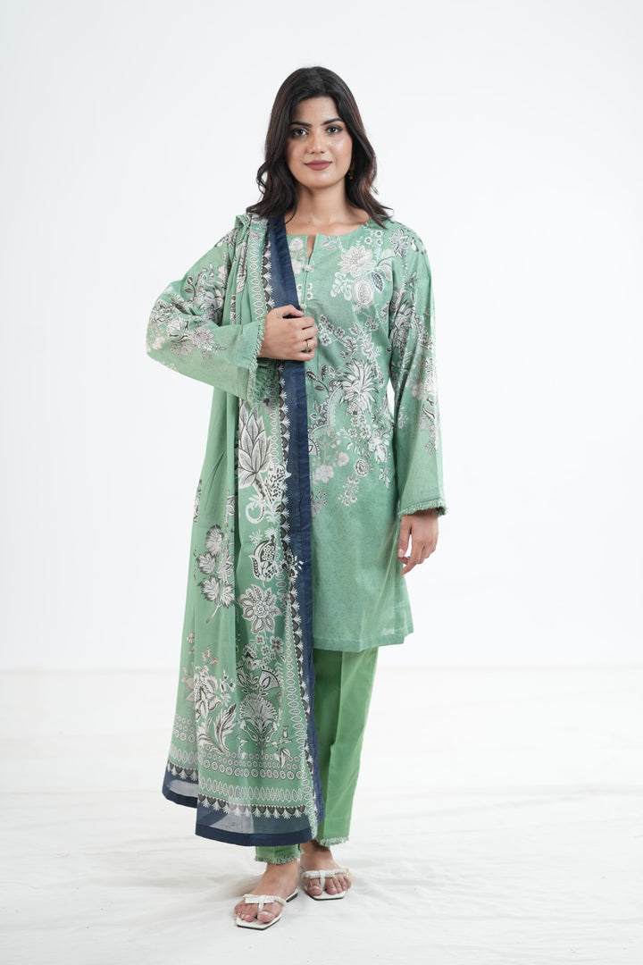 Khaddar Green Stitched Suit - Khaadi