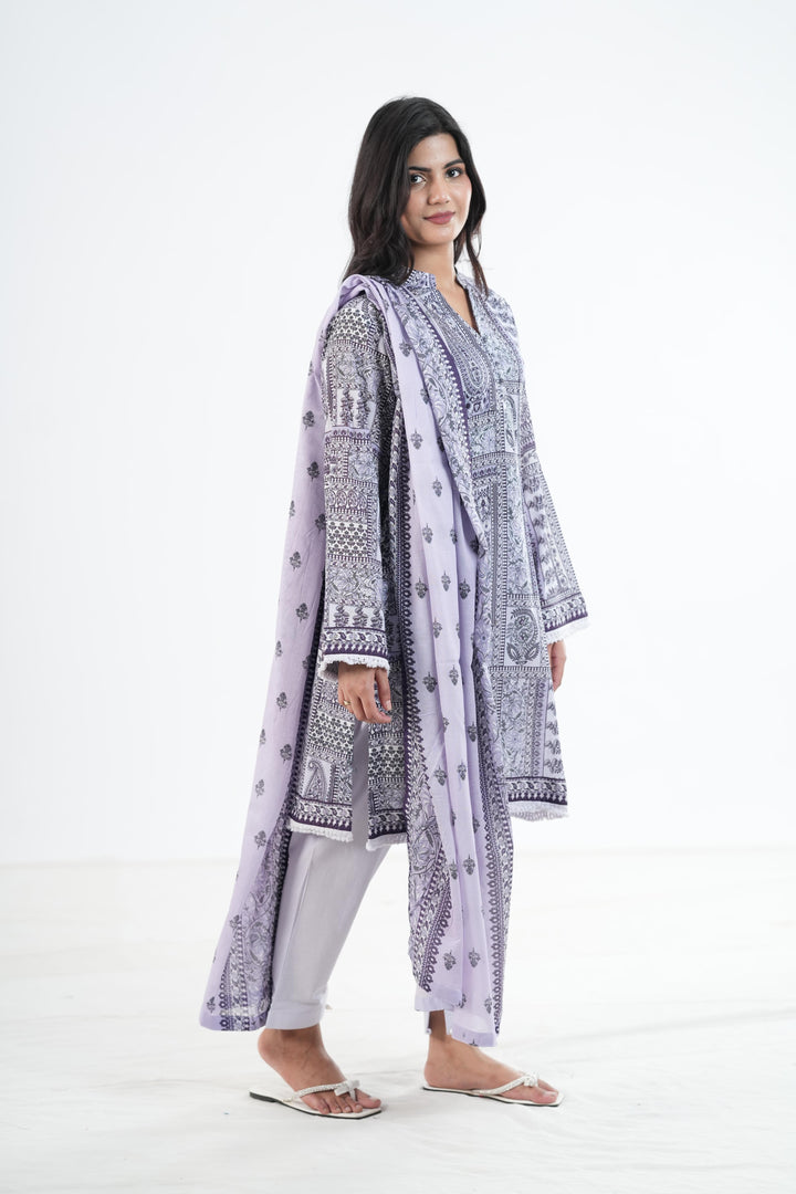 Khaddar Grey Stitched Suit - Khaadi