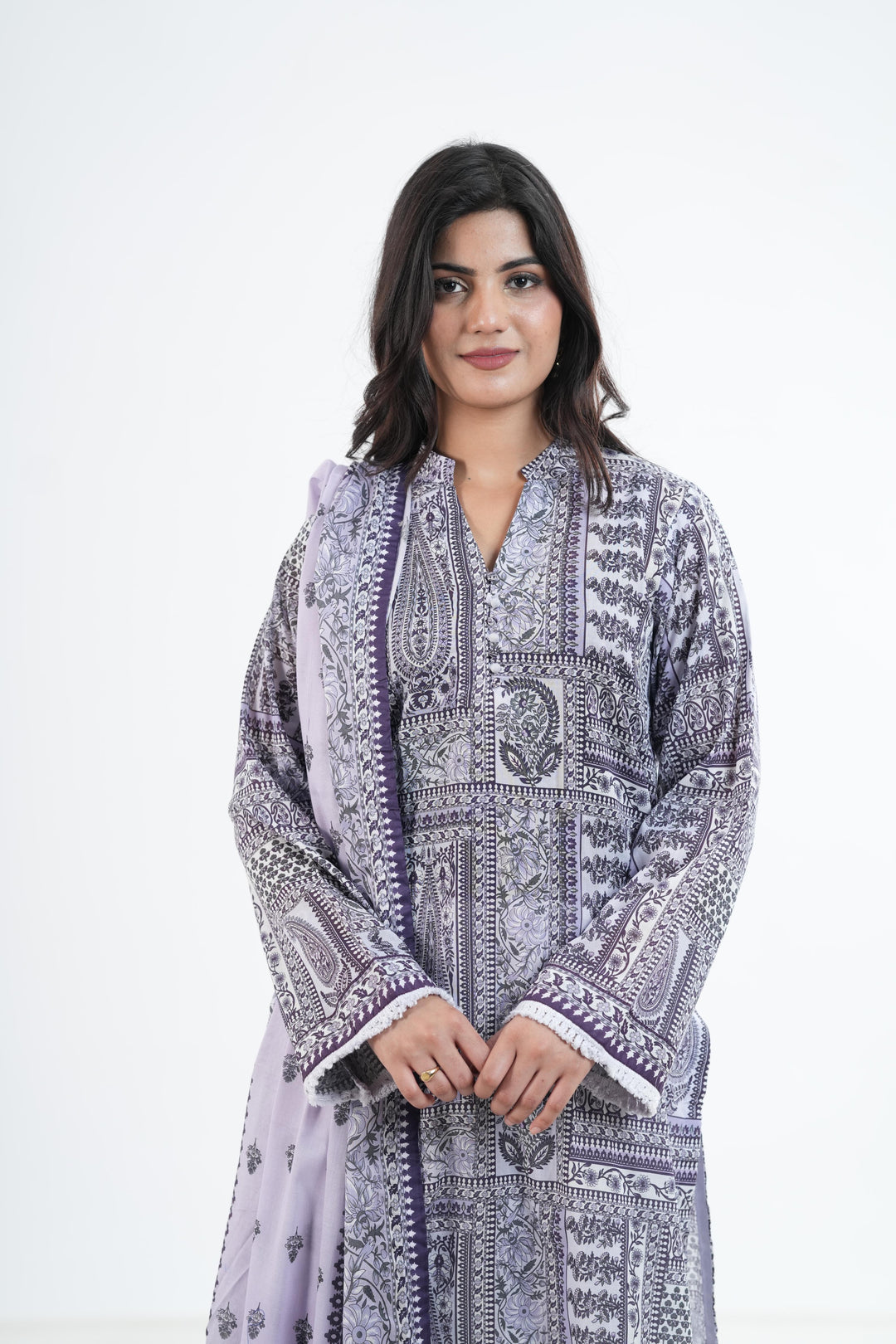 Khaddar Grey Stitched Suit - Khaadi