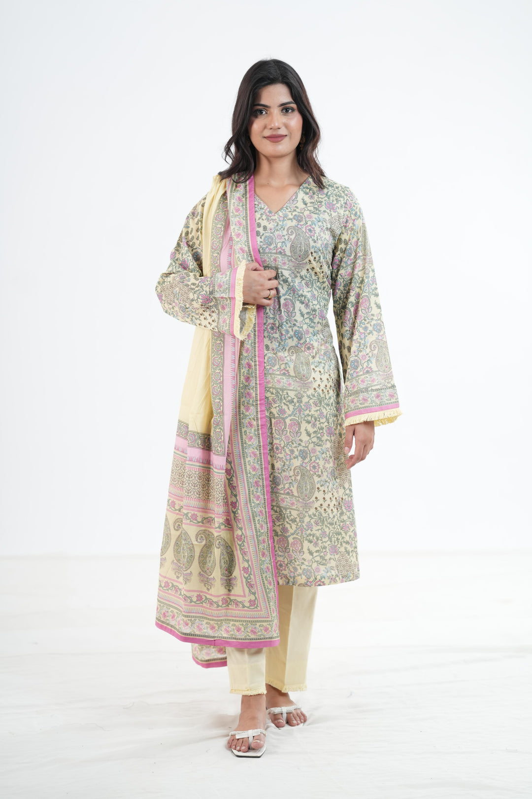 Khaddar Lemon Stitched Suit - Khaadi
